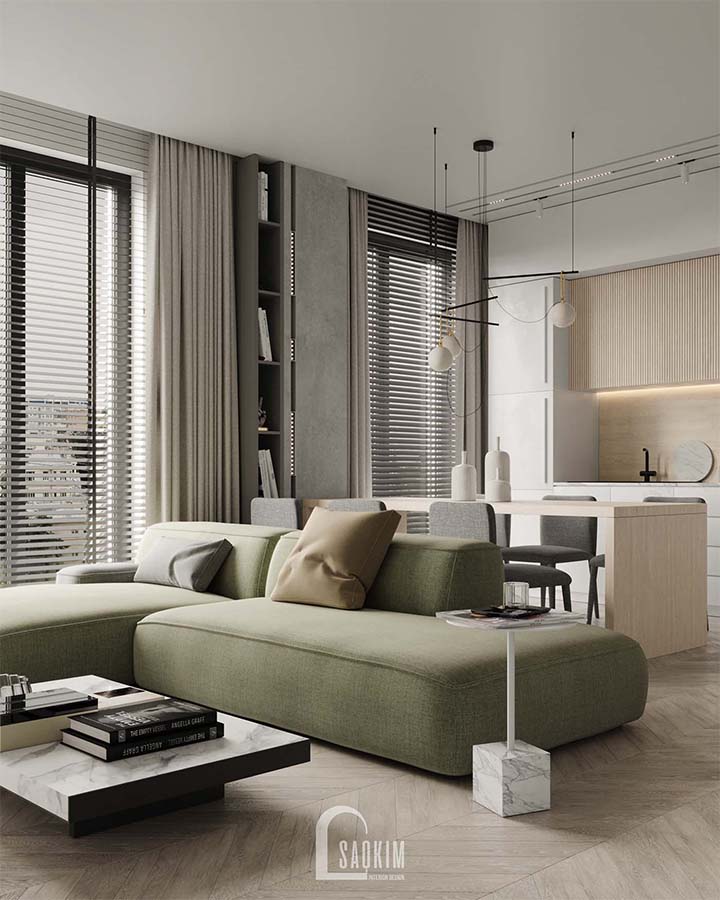 Thiết kế thi công nội thất phòng khách chung cư 3 phòng ngủ Mullberry Lane 113m2 gam màu nhẹ nhàng, quyến rũ