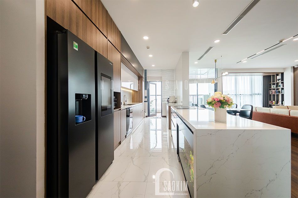 Thi công nội thất phòng bếp căn hộ cao cấp chung cư The Zen Gamuda 157m2 phong cách hiện đại và dấu ấn cá nhân