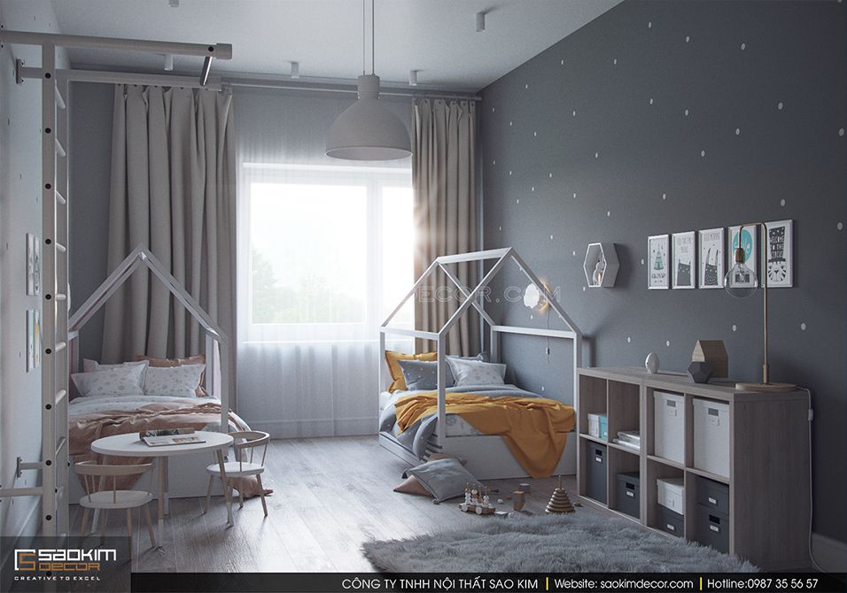 Thiết kế nội thất phòng ngủ trẻ em khu đô thị Trung Hòa - Nhân Chính