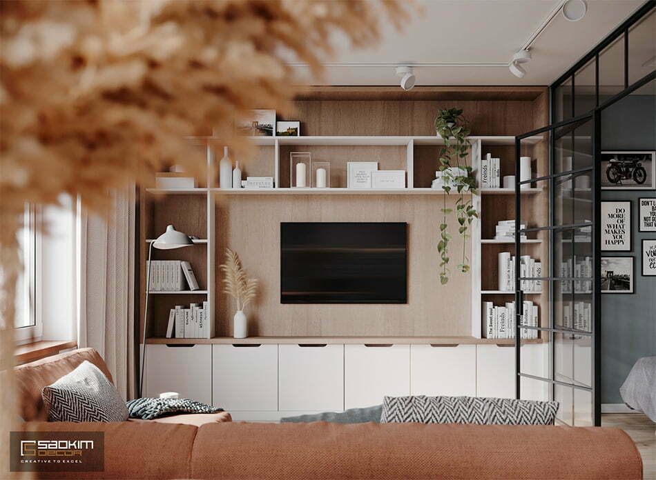 Thiết kế nội thất phòng khách chung cư nhỏ 40m2 Vinhomes Smart City