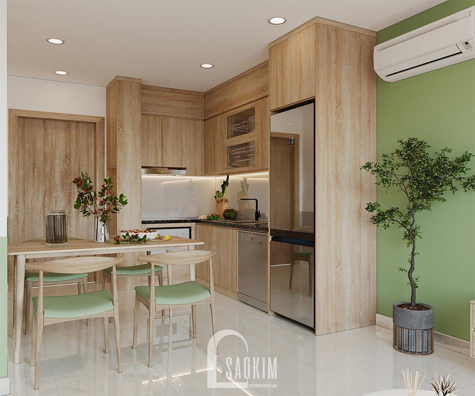 Mẫu thiết kế phòng bếp căn hộ 2 phòng ngủ + 1 Vinhomes Ocean Park 65m2