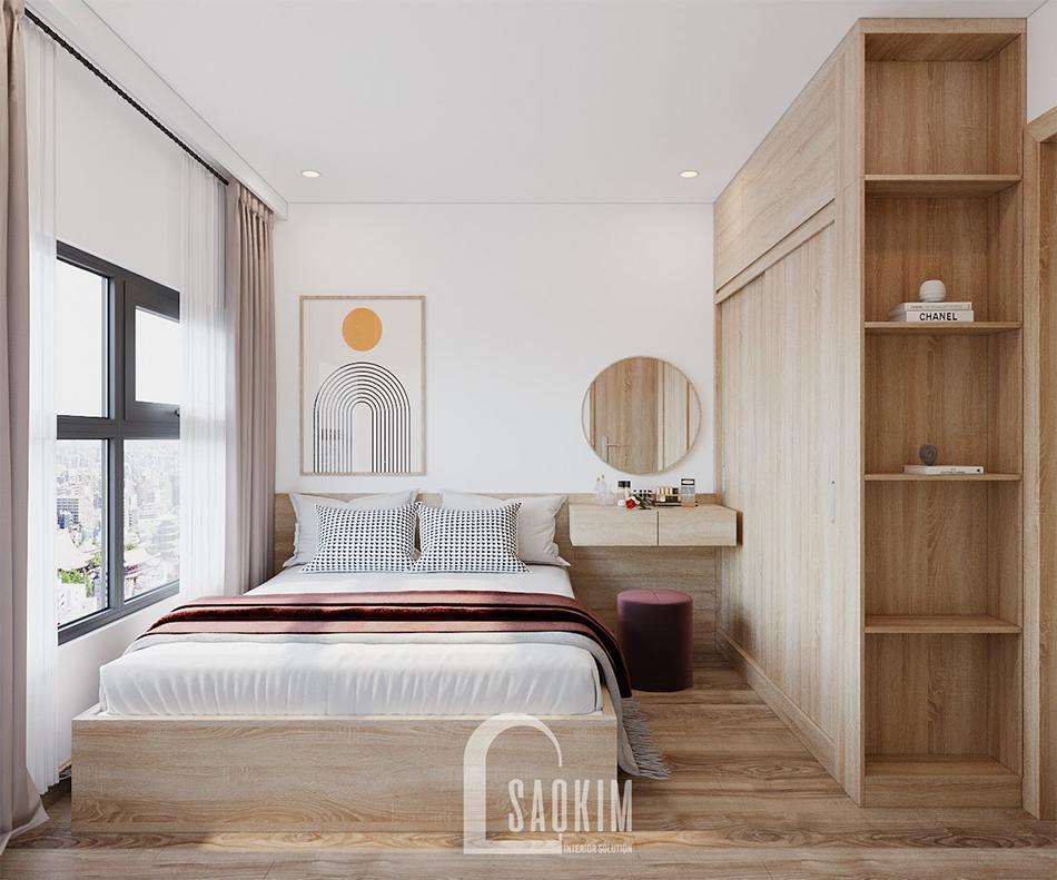 Mẫu thiết kế phòng ngủ master căn hộ 2 phòng ngủ + 1 Vinhomes Ocean Park 65m2