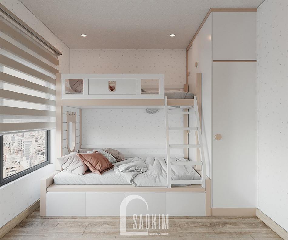 Mẫu thiết kế phòng ngủ cho bé căn hộ 2 phòng ngủ + 1 Vinhomes Ocean Park 65m2