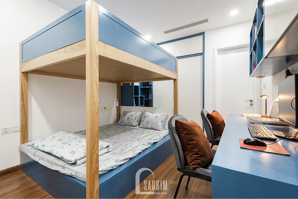 Thi công phòng ngủ cho bé căn hộ Golden Park mang vẻ đẹp ấm cúng với phong cách hiện đại