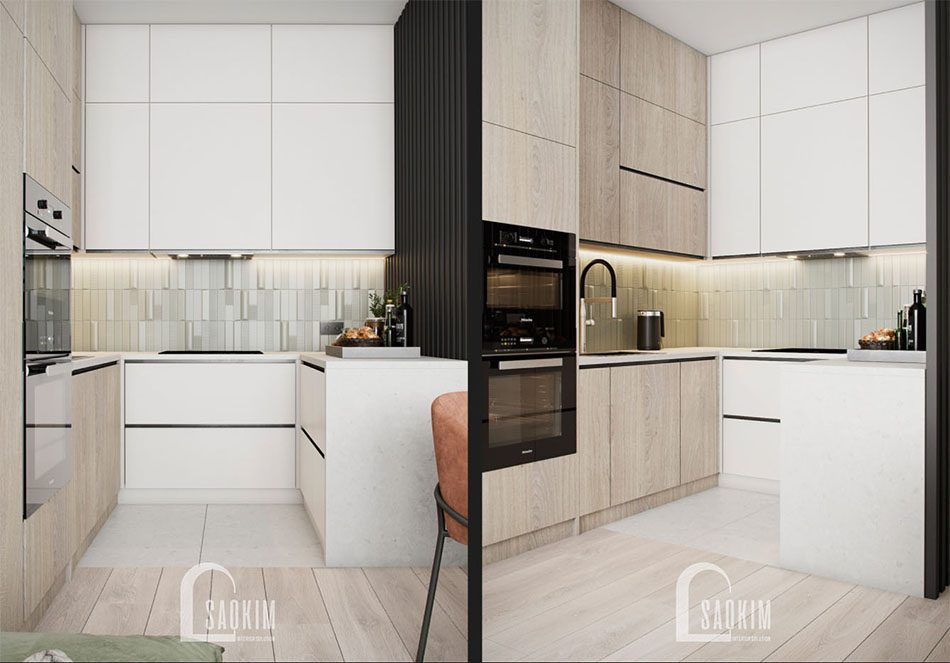 Thiết kế nội thất phòng bếp chung cư The Terra An Hưng theo phong cách hiện đại