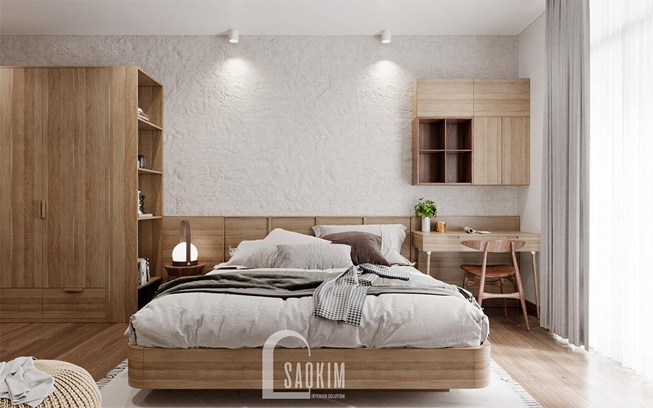 Thiết kế nội thất phòng ngủ master phong cách Wabi Sabi chung cư The Zen Gamuda 157m2