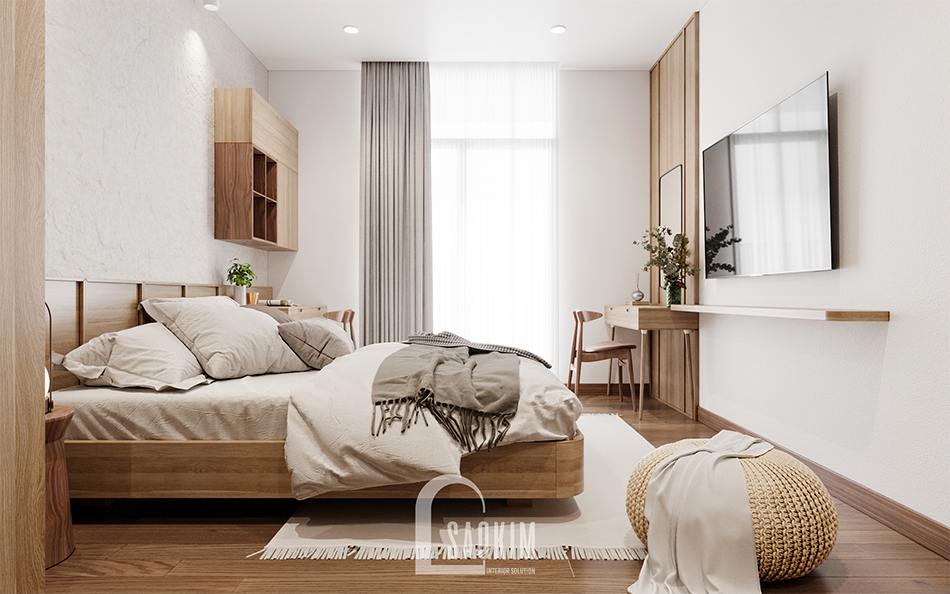Thiết kế nội thất phòng ngủ master phong cách thiết kế Wabi Sabi chung cư The Zen Gamuda 157m2