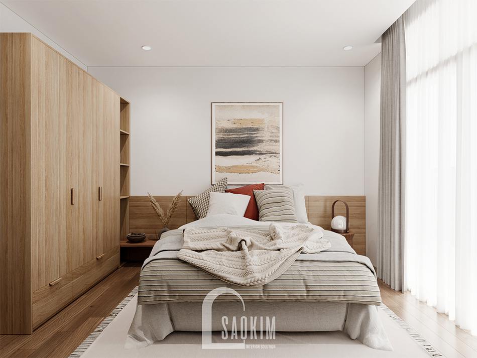 Thiết kế nội thất phòng ngủ 3 phong cách Wabi Sabi chung cư The Zen Gamuda 157m2