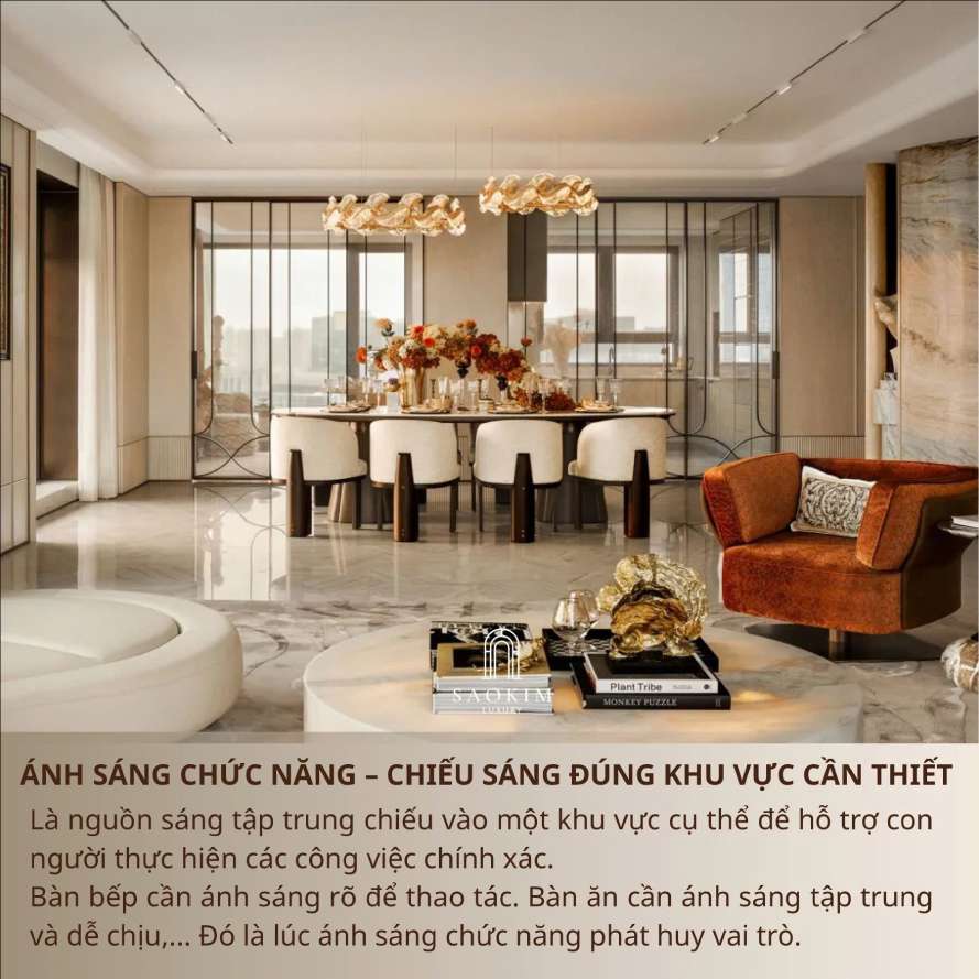 Ánh sáng chức năng trong thiết kế ánh sáng nội thất