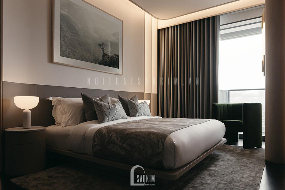 Thi công nội thất phòng ngủ căn hộ chung cư 60m2 - 6Th Element đẹp tinh tế, cuốn hút