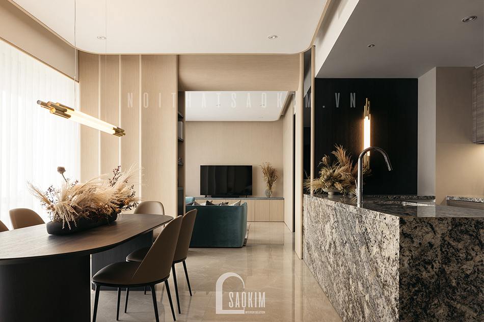 Thi công nội thất phòng bếp và phòng ăn căn hộ chung cư 60m2 - 6Th Element đẹp tinh tế, cuốn hút