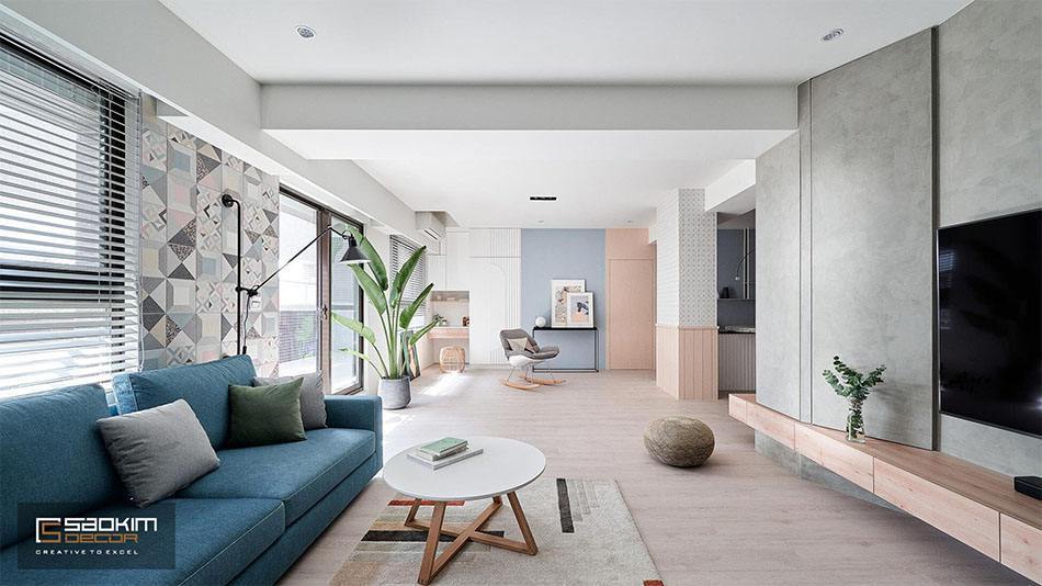 Thiết kế và thi công nội thất nhà phố tại Hà Đông theo phong cách Color Block với gam màu pastel