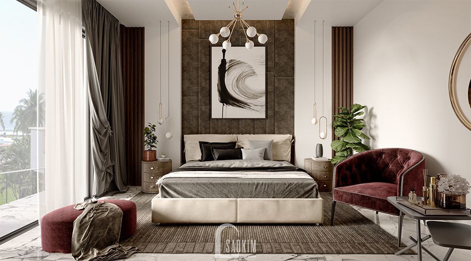 Mẫu thiết kế căn hộ 62m2 Tòa tháp Thiên Niên Kỷ với phòng ngủ sang trọng, thanh lịch