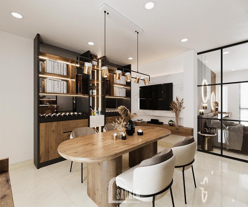Thiết kế nội thất phòng ăn căn hộ studio 45m2 Tây Hồ