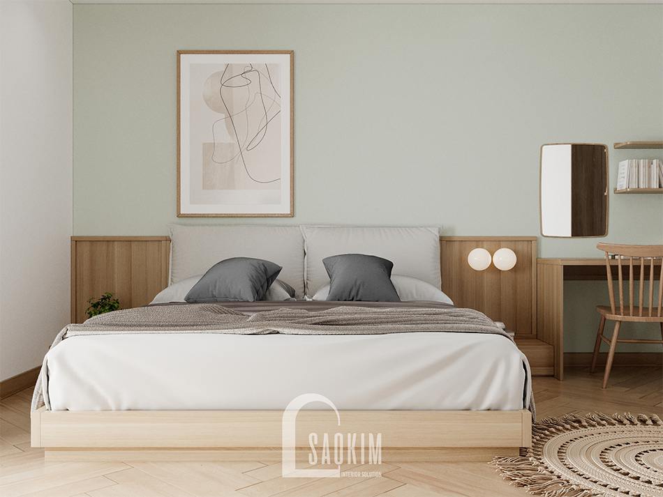 Thiết kế nội thất phòng ngủ master chung cư 90m2 bàn giao thô dự án Thiên Niên Kỷ (TSQ)