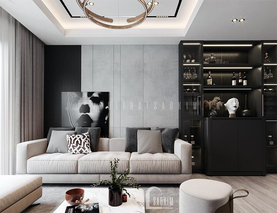 Thiết kế chung cư 97m2 Le Grand Jarrdin kết hợp tông màu đen - trắng đẹp ngỡ ngàng