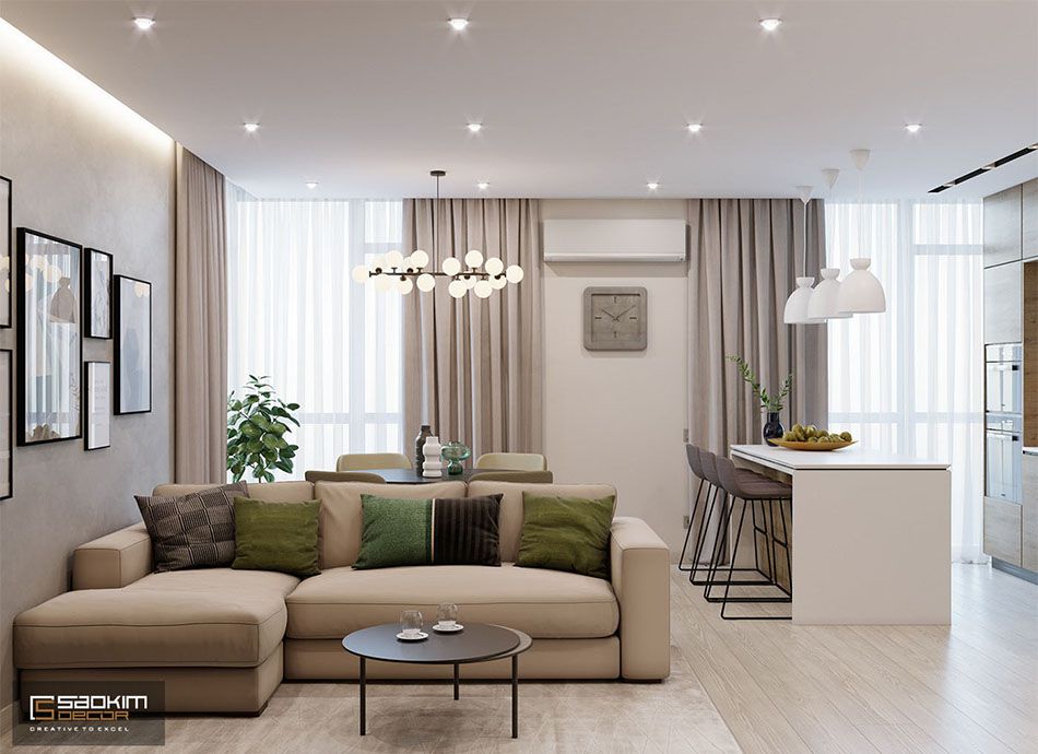 Mẫu Thiết Kế Nội Thất Phòng Khách Chung Cư Eco City Việt Hưng 79m2