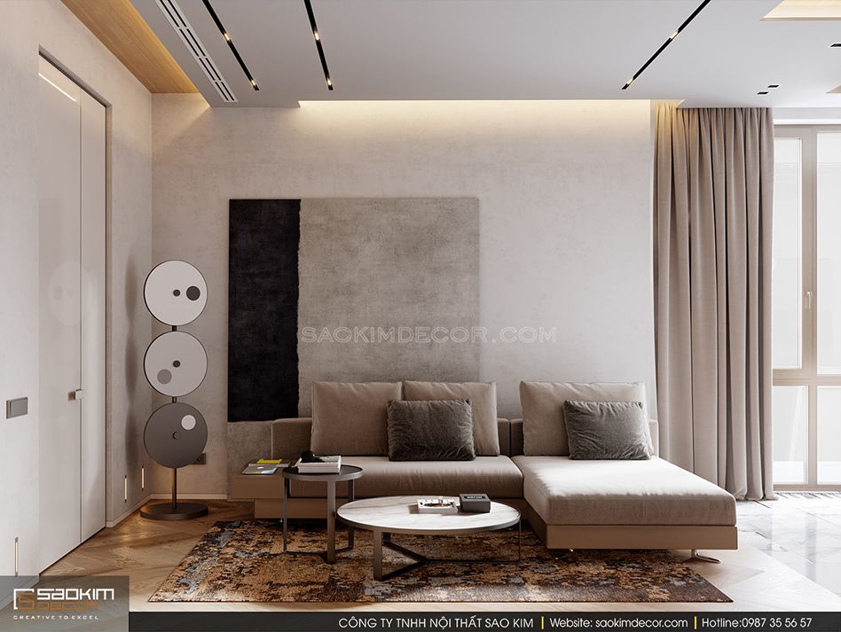 Mẫu Thiết Kế Phòng Khách Chung Cư 124m2 KĐT Trung Hòa – Nhân Chính
