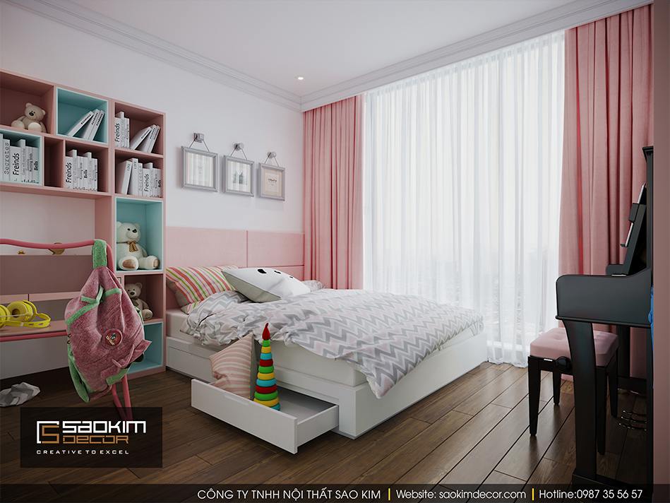 THIẾT KẾ PHÒNG NGỦ TRẺ EM CHUNG CƯ CAO CẤP VINHOMES METROPOLIS LIỄU GIAI