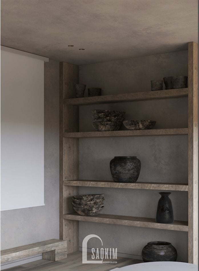 Chất liệu trong phong cách Wabi Sabi có đặc tính mộc mạc, tự nhiên