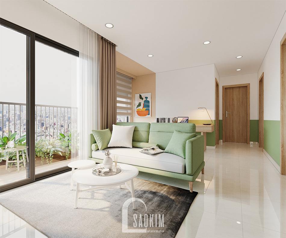 Mẫu thiết kế căn hộ 2 phòng ngủ + 1 Vinhomes Ocean Park 65m2