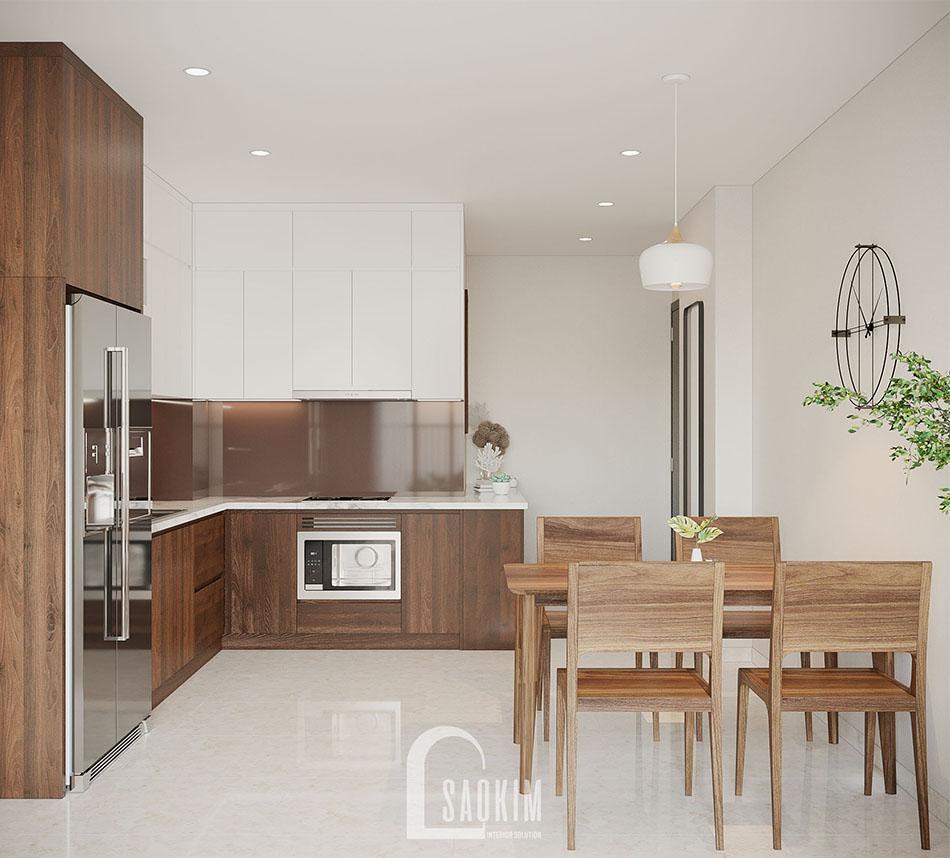 Không gian phòng ăn trong mẫu thiết kế căn hộ đẹp 87m2 chung cư PCC1 Thanh Xuân
