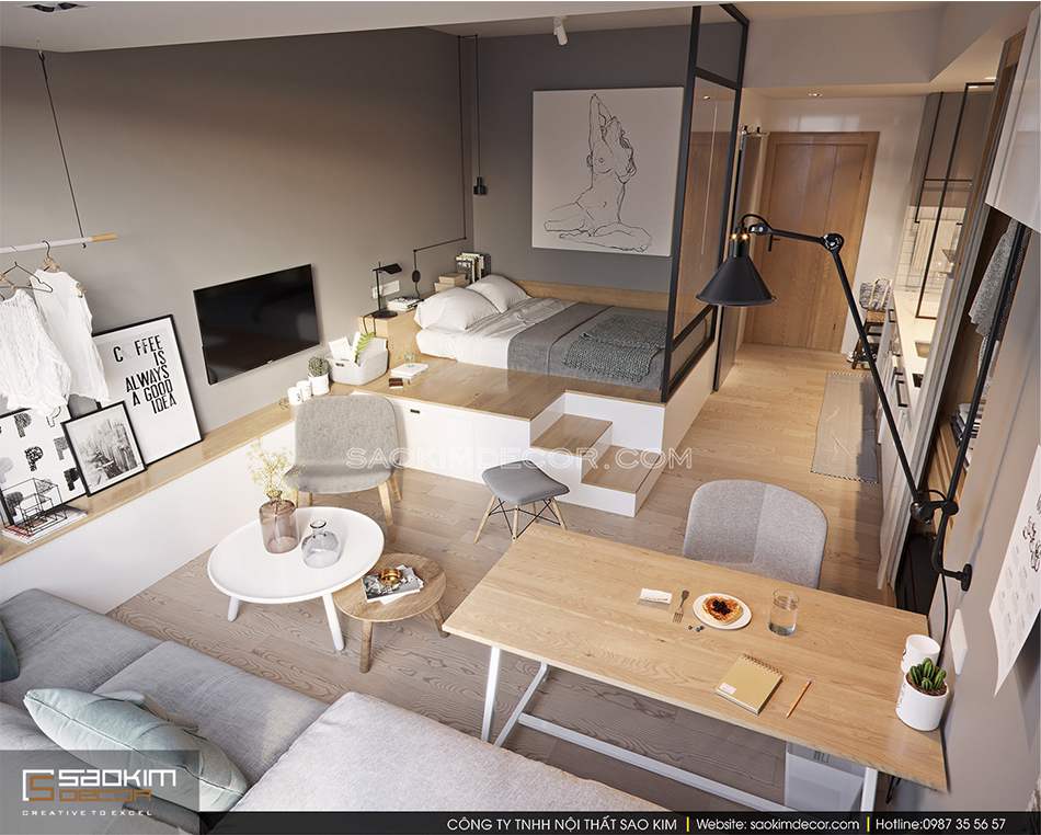 Thiết kế nội thất căn hộ studio theo phong cách Đài Loan
