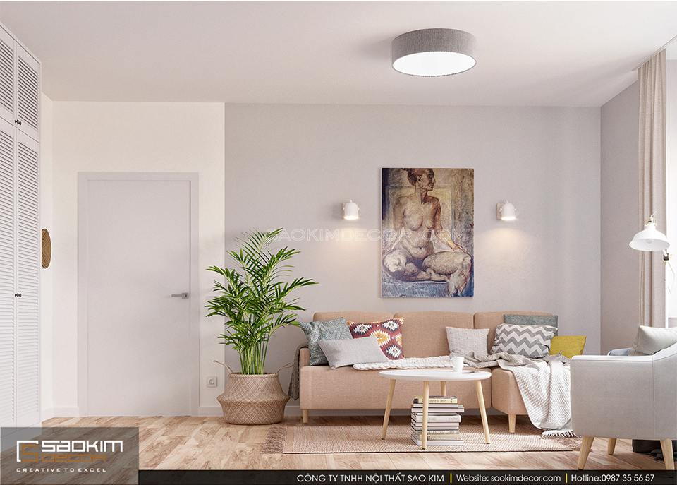Thiết kế chung cư đẹp 60m2 đầy đủ tiện nghi