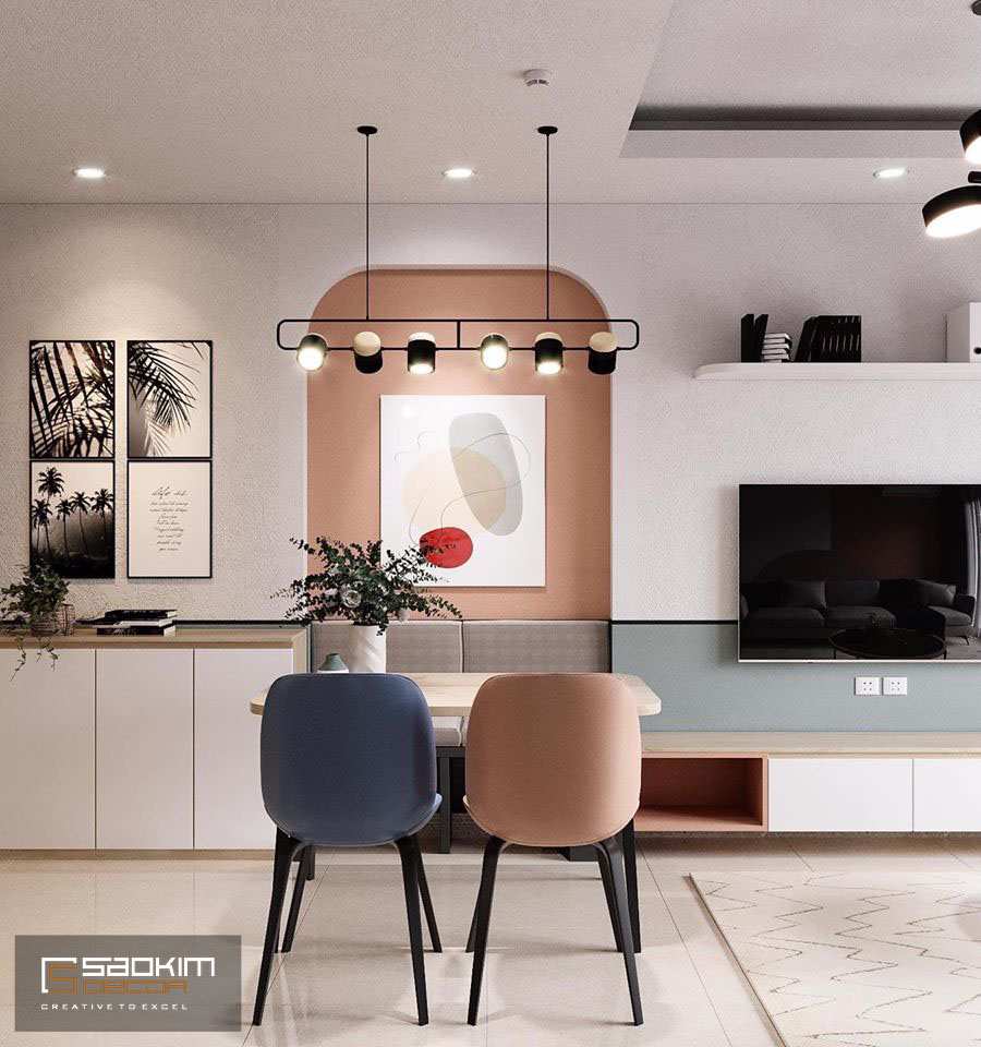 Mẫu phòng ăn đẹp mang phong cách Color Block