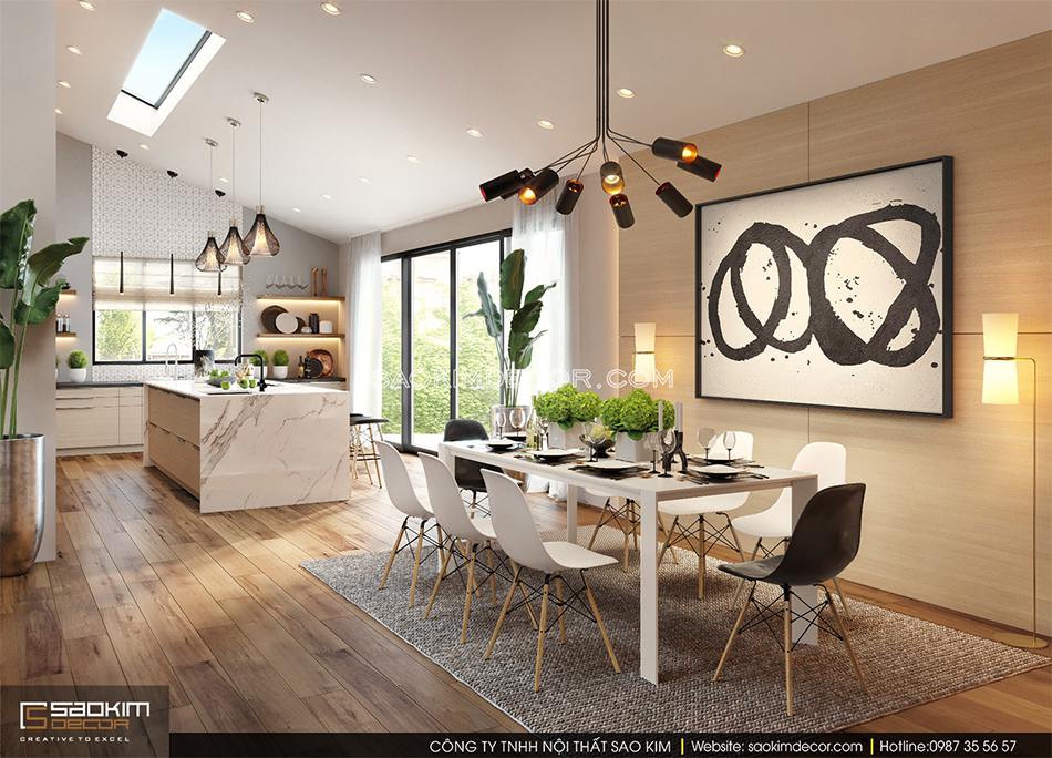 Mẫu thiết kế phòng ăn đẹp, rộng thoáng