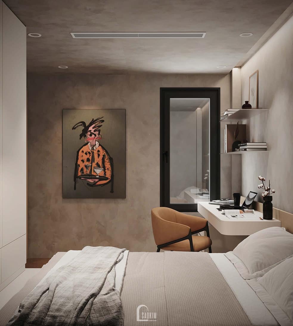 Thiết kế phòng ngủ bé trai nhà liền kề Vinhomes Ocean Park 2 phong cách Minimalist mix Wabi Sabi – năng động nhưng ấm áp