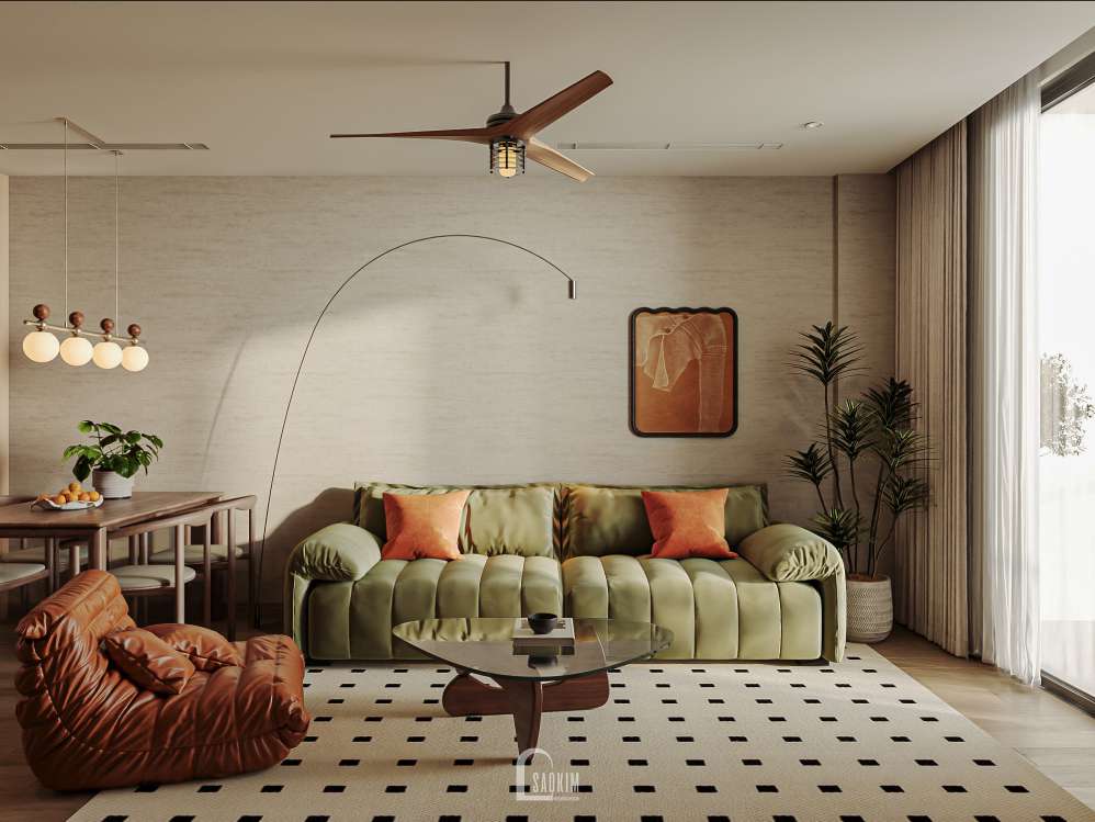 Thiết kế chung cư 2 ngủ The Charm phong cách Mid-Century Modern - Sự cân bằng giữa nét đẹp vượt thời gian và nhu cầu sống hiện đại