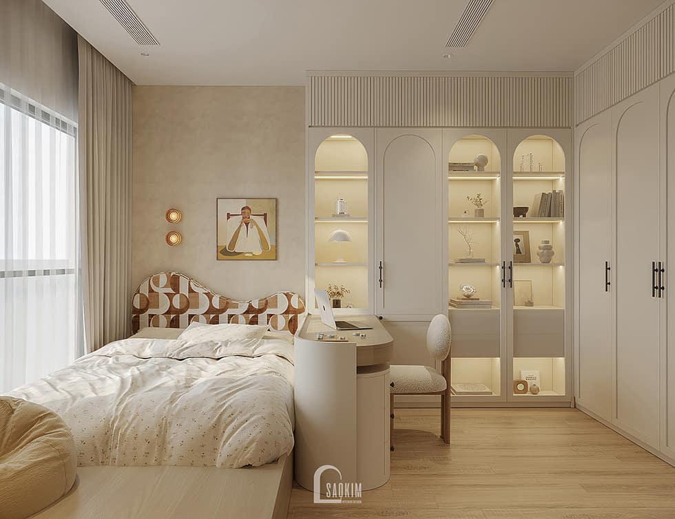 Thiết Kế phòng ngủ master Chung Cư Hinode City Phong Cách Wabi Sabi – Sự Cân Bằng Sở Thích Khác Biệt, Chạm Tới Chiều Sâu Của An Yên
