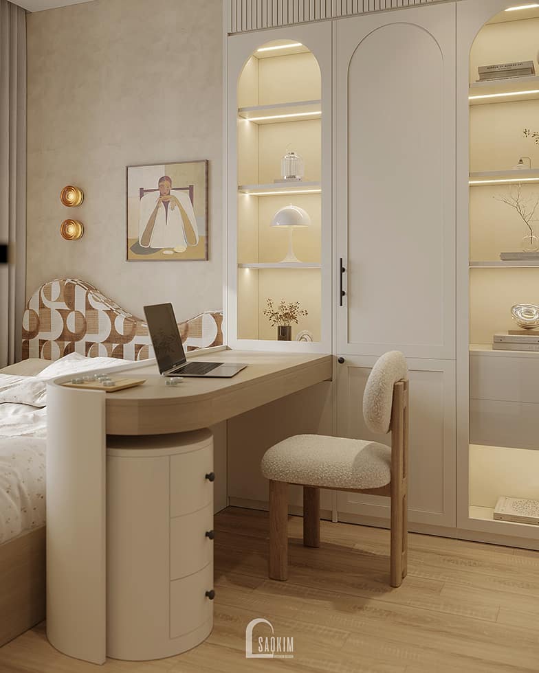 Thiết kế phòng ngủ Master tối giản và tinh tế tại căn hộ Hinode City phong cách Wabi Sabi