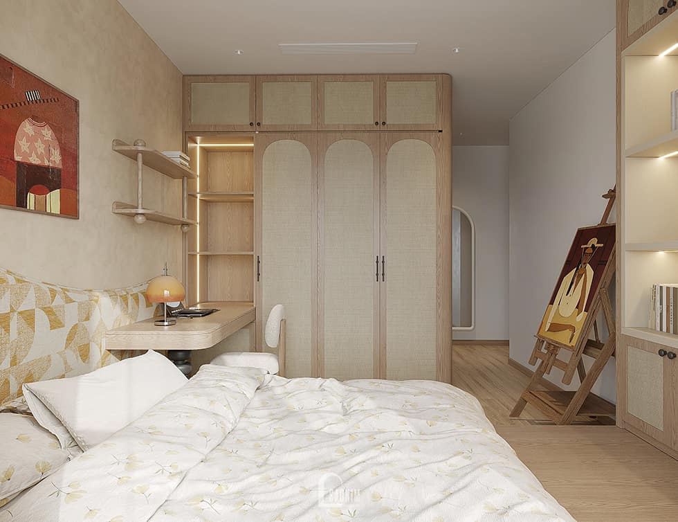 Phòng ngủ cho bé đầy cảm xúc trong thiết kế chung cư Hinode City phong cách Wabi Sabi