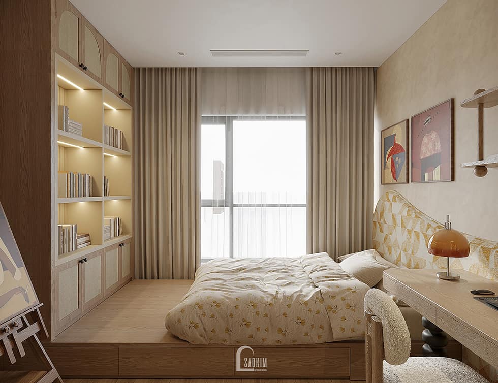 Thiết kế chung cư Hinode City với phòng ngủ bé tối giản, hài hòa và giàu tính thẩm mỹ