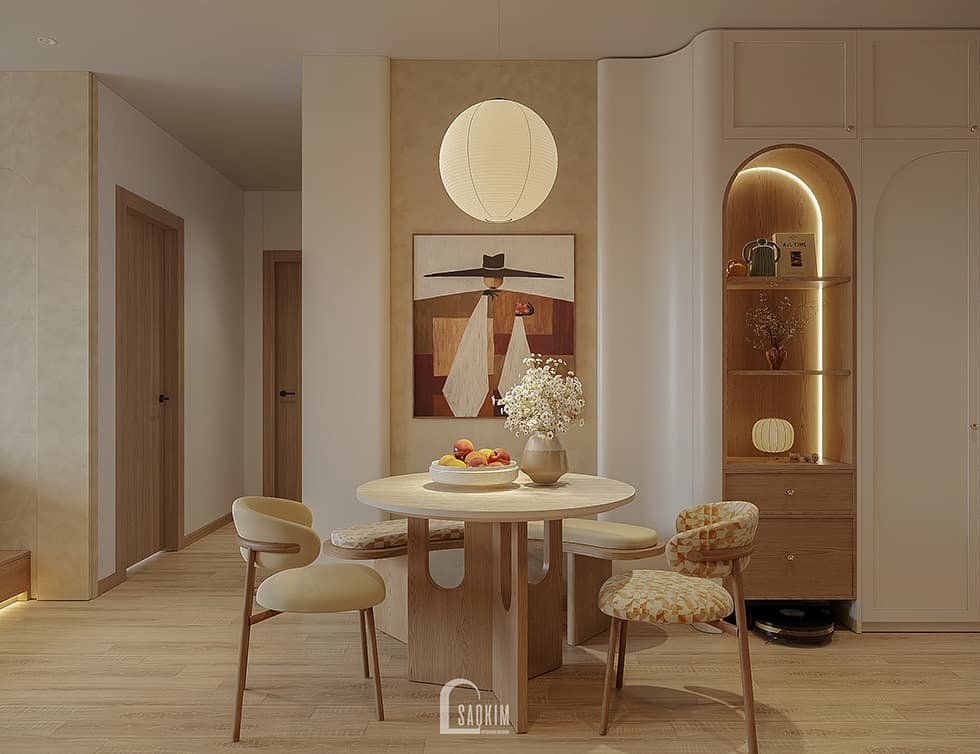 Thiết Kế phòng ăn Chung Cư Hinode City Phong Cách Wabi Sabi – Sự Cân Bằng Sở Thích Khác Biệt, Chạm Tới Chiều Sâu Của An Yên