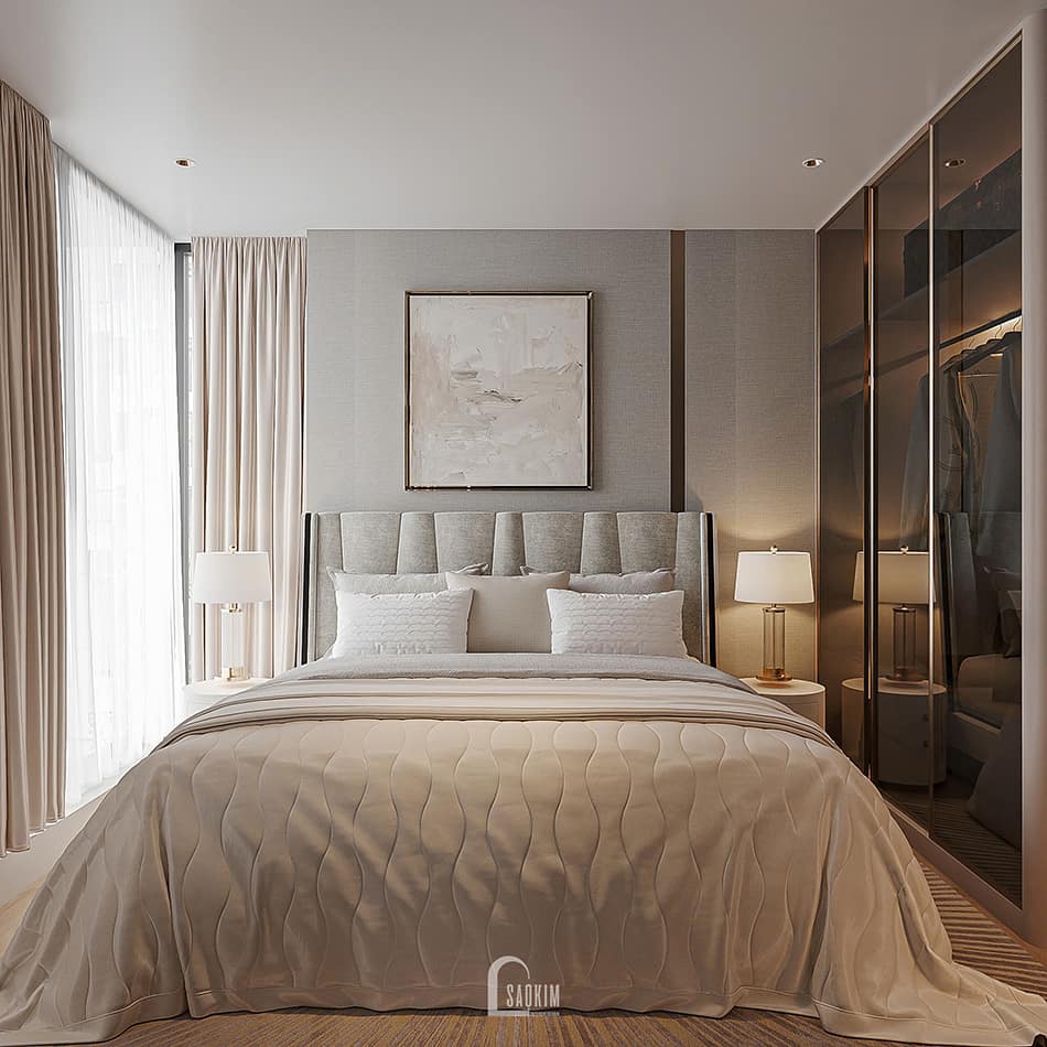 Thiết kế phòng ngủ master chung cư cao cấp The Nelson – Riêng tư, thư thái và sang trọng, tinh tế
