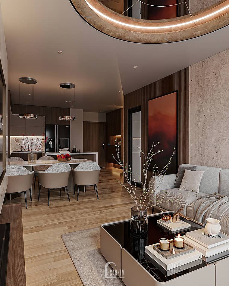 Thiết kế nội thất phòng khách cao cấp chung cư The Nelson phong cách hiện đại