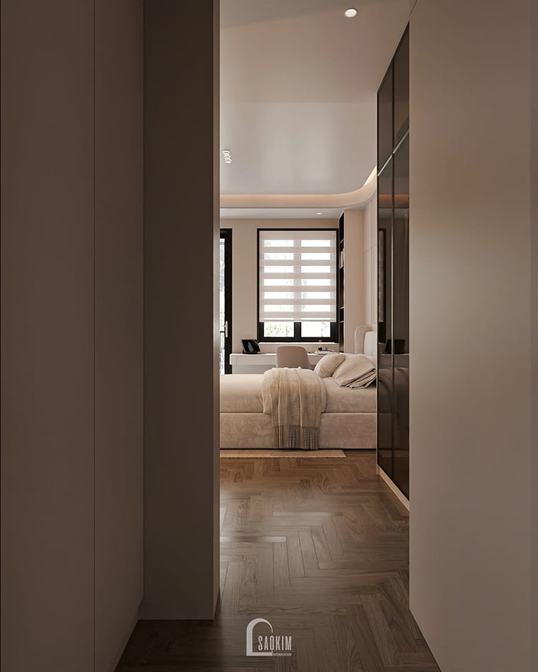 Thiết kế phòng ngủ con trai nhà phố liền kề Townhouse Mỹ Đình hiện đại, năng động