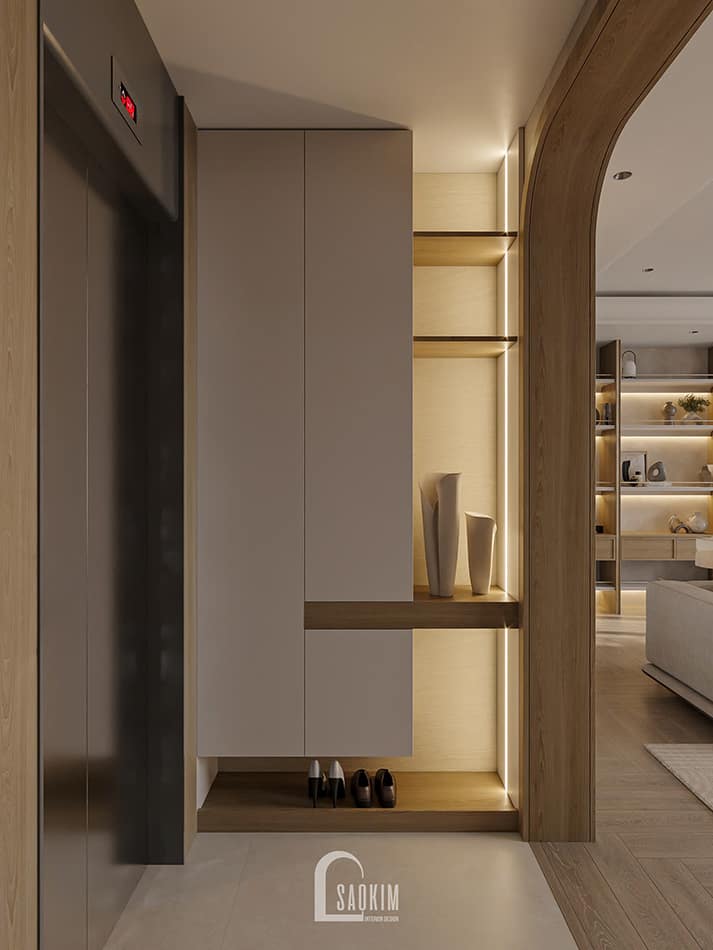 Thiết kế sảnh vào nhà phố 90m2 – khoảng chuyển tiếp tinh tế