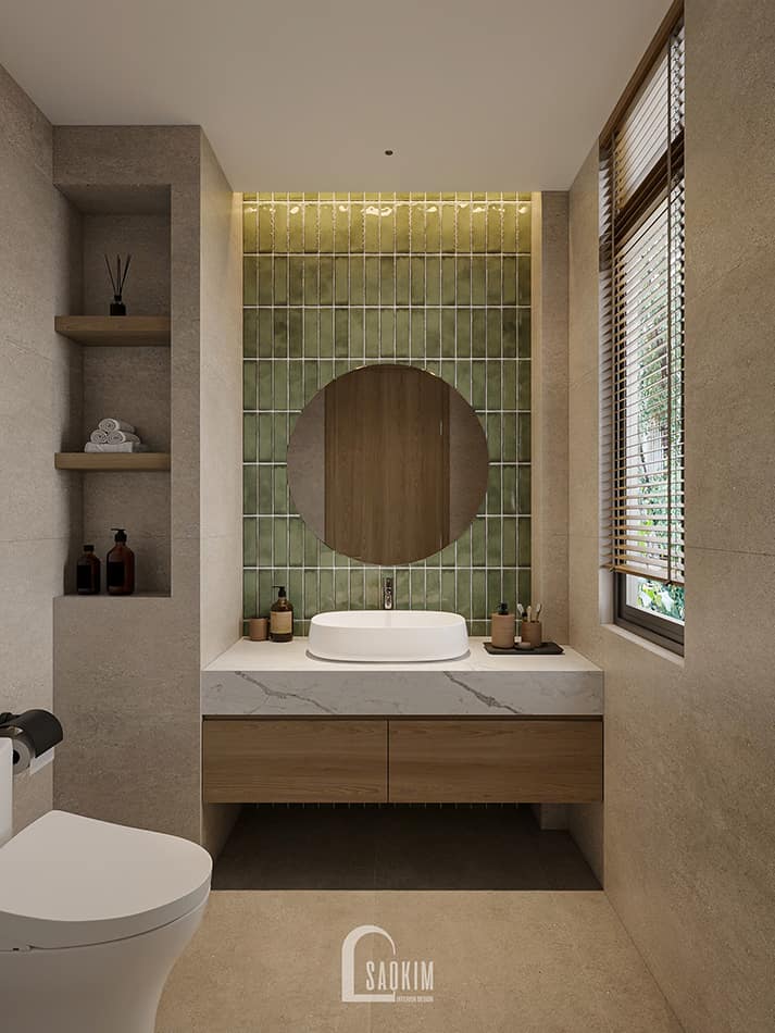 Thiết kế wc nhà phố Mỹ Đình phong cách Japandi