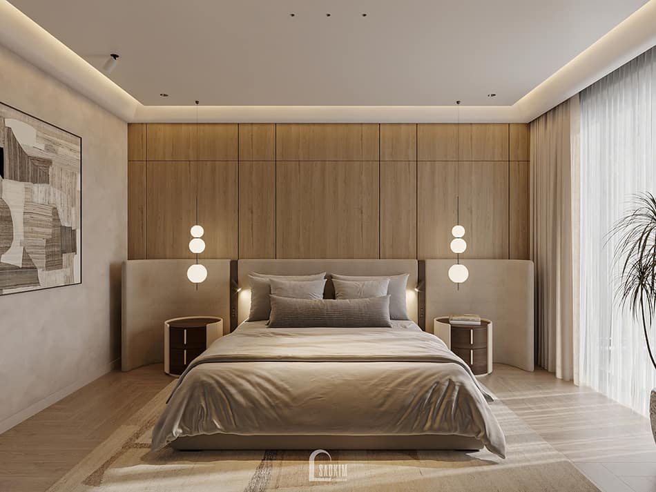Thiết kế phòng ngủ master nhà phố Mỹ Đình phong cách Japandi - ấm cúng, sang trọng