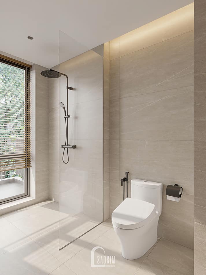Thiết kế wc phòng ngủ master nhà phố Mỹ Đình phong cách Japandi