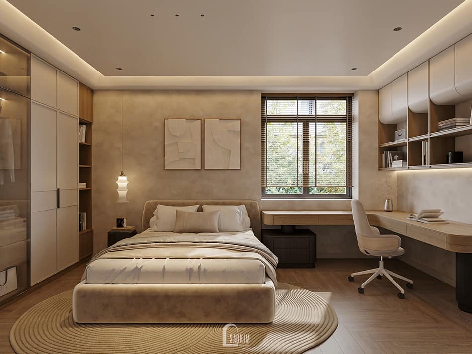 Thiết kế phòng ngủ con gái trong nhà phố 90m2 Mỹ Đình – linh hoạt và ấm cúng