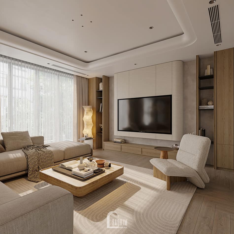 Thiết kế nhà phố 90m2 Mỹ Đình phong cách Japandi – bản giao hưởng của gỗ và ánh sáng