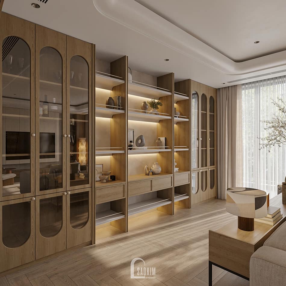 Thiết kế không gian đọc sách nhà phố 90m2 đẹp phong cách Japandi – bản giao hưởng của gỗ và ánh sáng