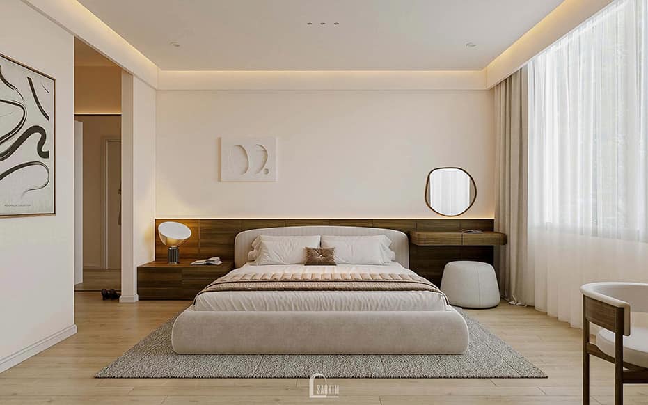 Thiết kế nội thất phòng ngủ master chung cư phong cách hiện đại cho căn hộ Hyundai Hillstate