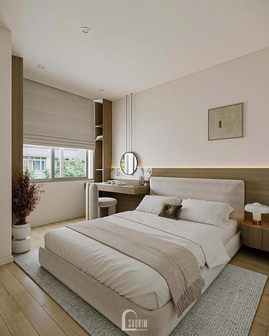 Thiết kế nội thất phòng ngủ chung cư phong cách hiện đại cho căn hộ Hyundai Hillstate