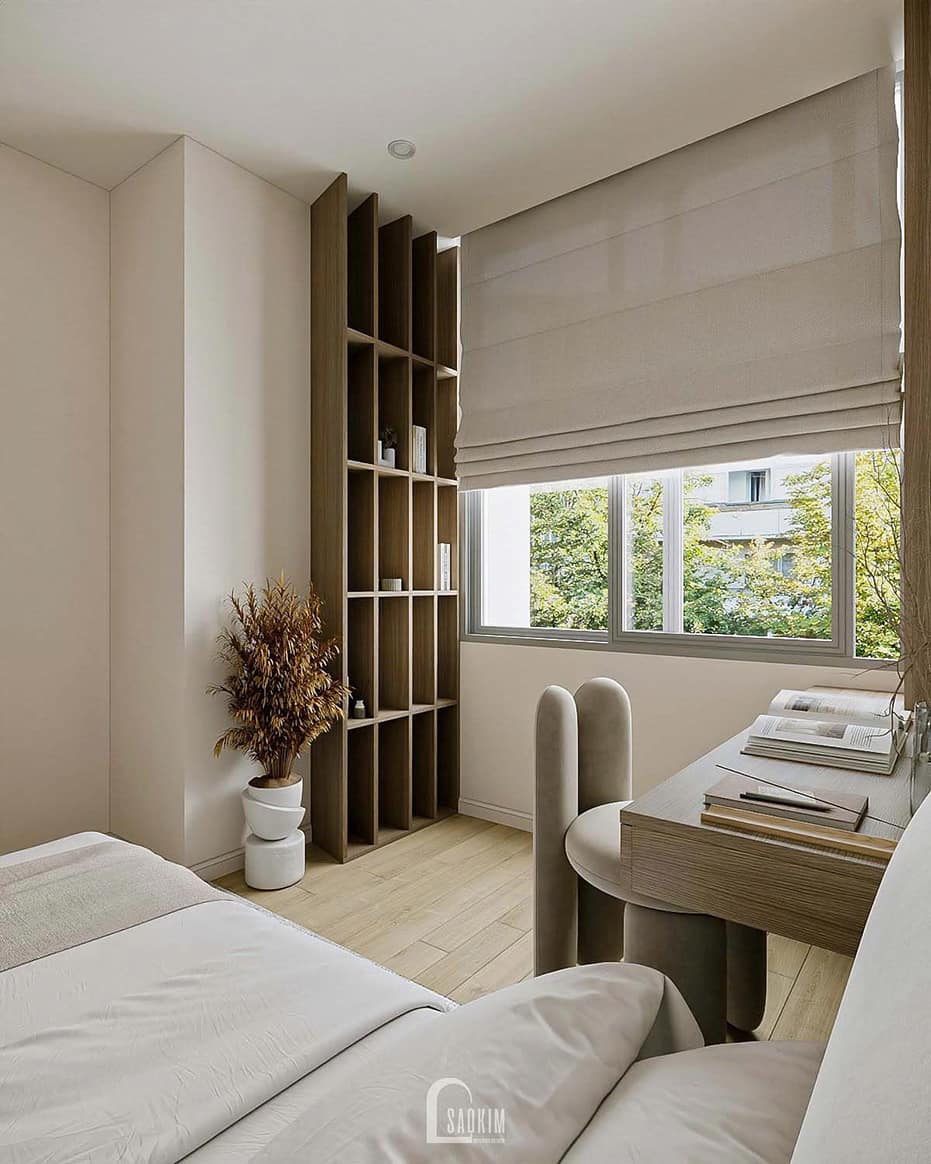 Thiết kế nội thất phòng ngủ phụ chung cư phong cách hiện đại cho căn hộ Hyundai Hillstate